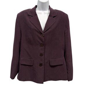 VTG Victoria Holley Silk Blazer Jacket Purple Career Travel Office Womens 12